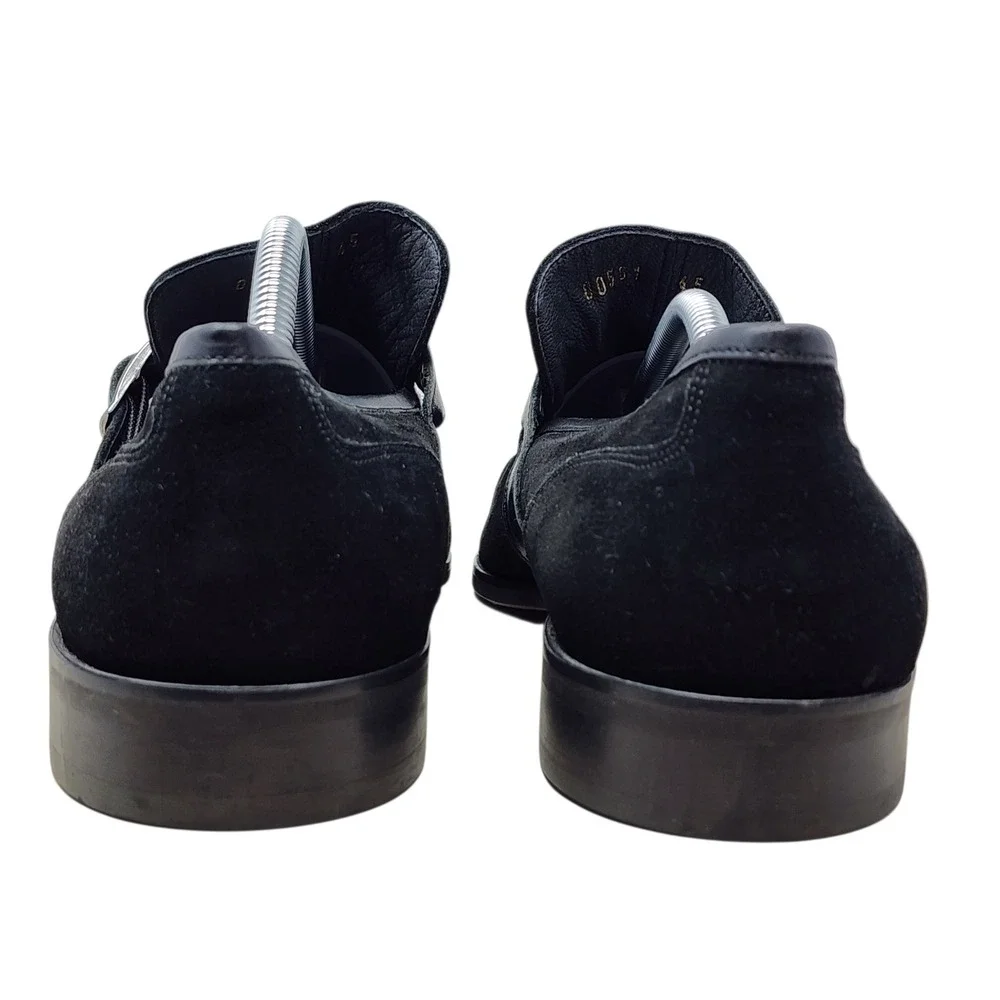 Torento Monk Strap Loafers 45 US 12 Mens Black Suede Leather Handmade Dress $329